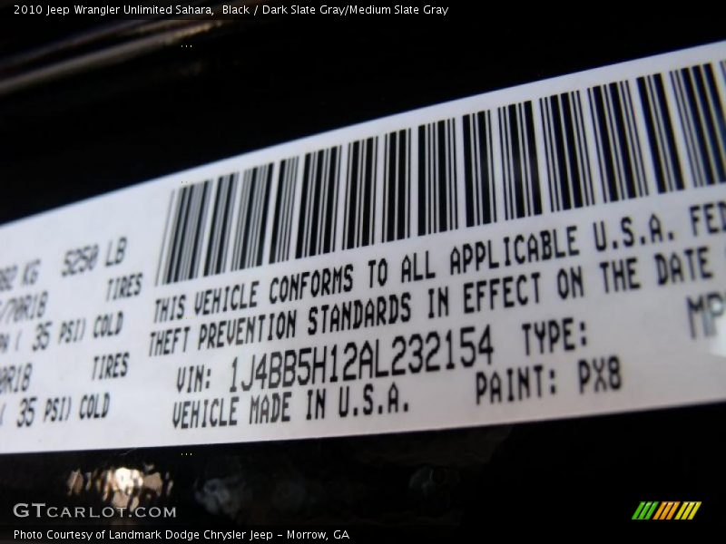 Black / Dark Slate Gray/Medium Slate Gray 2010 Jeep Wrangler Unlimited Sahara