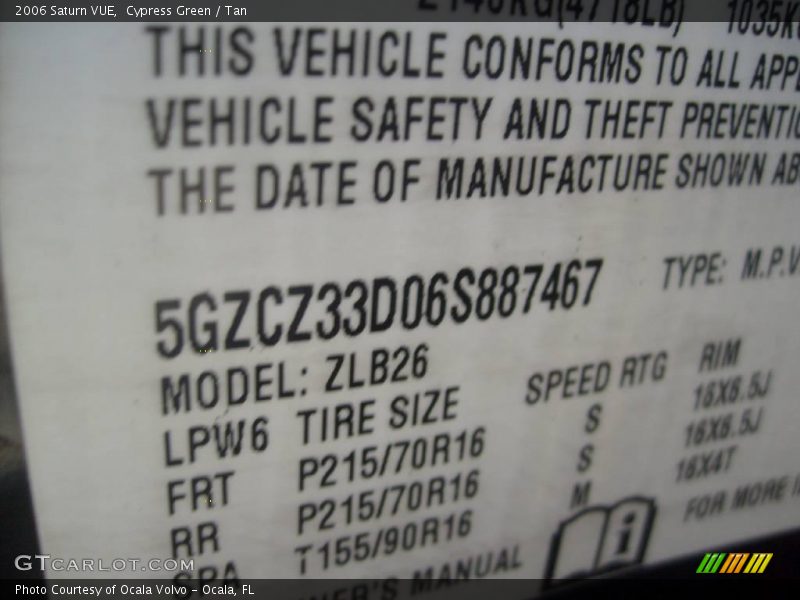 Cypress Green / Tan 2006 Saturn VUE