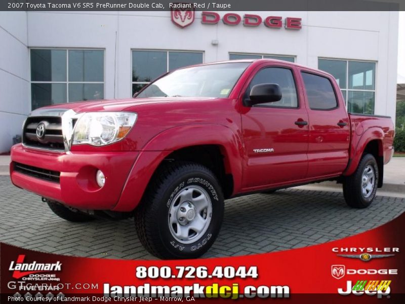 Radiant Red / Taupe 2007 Toyota Tacoma V6 SR5 PreRunner Double Cab