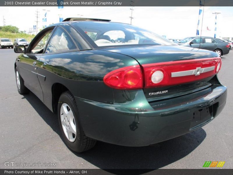 Dark Green Metallic / Graphite Gray 2003 Chevrolet Cavalier Coupe