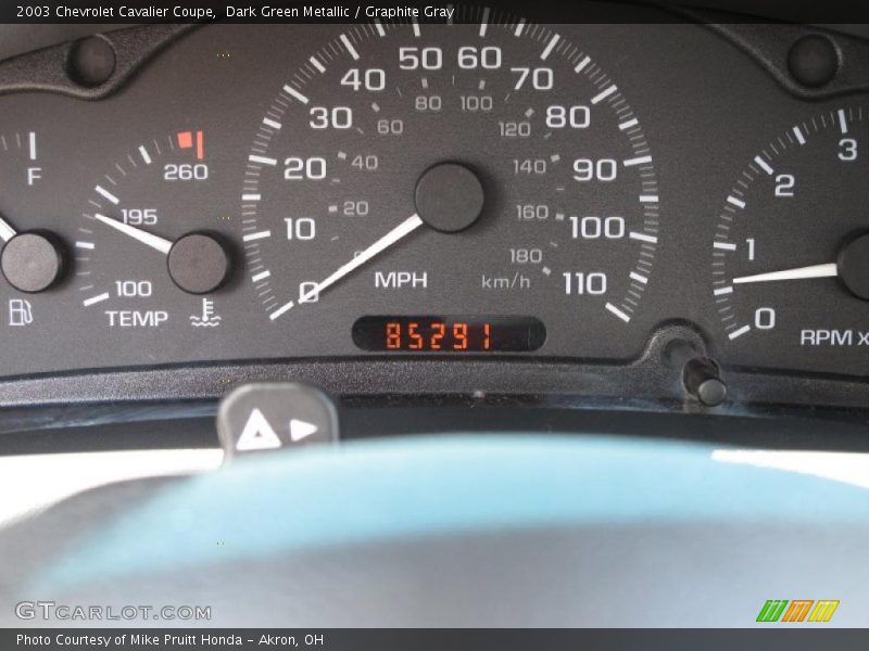 Dark Green Metallic / Graphite Gray 2003 Chevrolet Cavalier Coupe