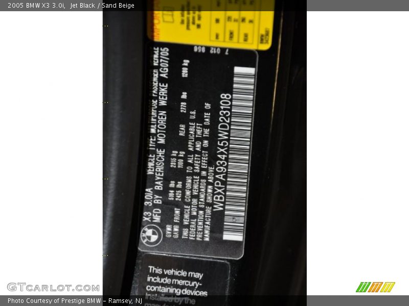 Jet Black / Sand Beige 2005 BMW X3 3.0i