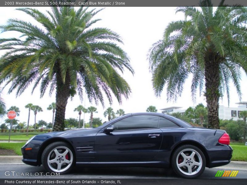 Capri Blue Metallic / Stone 2003 Mercedes-Benz SL 500 Roadster