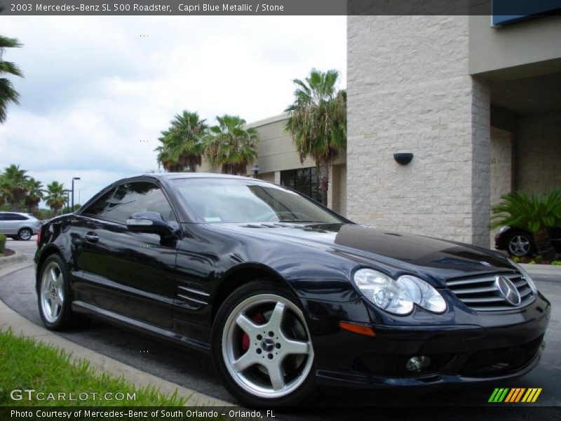 Capri Blue Metallic / Stone 2003 Mercedes-Benz SL 500 Roadster