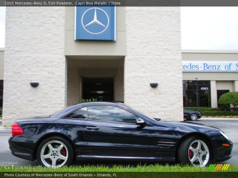 Capri Blue Metallic / Stone 2003 Mercedes-Benz SL 500 Roadster