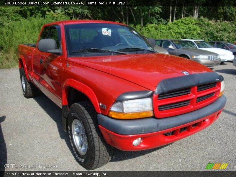 Flame Red / Mist Gray 2000 Dodge Dakota Sport Extended Cab 4x4