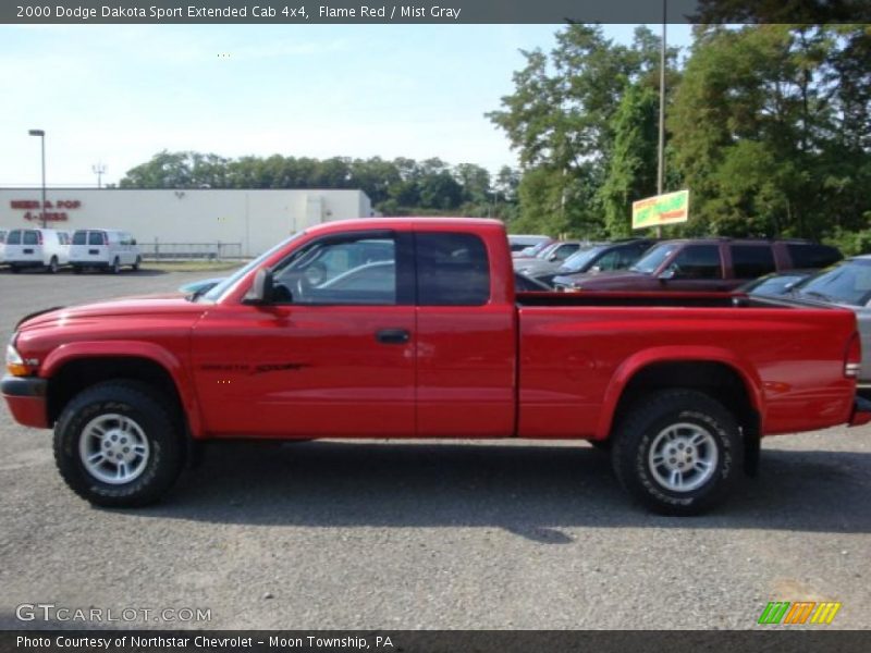 Flame Red / Mist Gray 2000 Dodge Dakota Sport Extended Cab 4x4