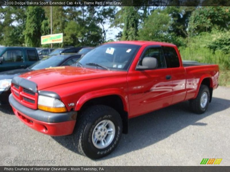 Flame Red / Mist Gray 2000 Dodge Dakota Sport Extended Cab 4x4