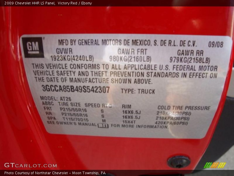 Victory Red / Ebony 2009 Chevrolet HHR LS Panel
