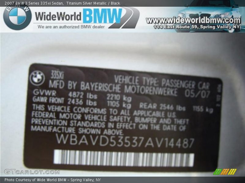 Titanium Silver Metallic / Black 2007 BMW 3 Series 335xi Sedan