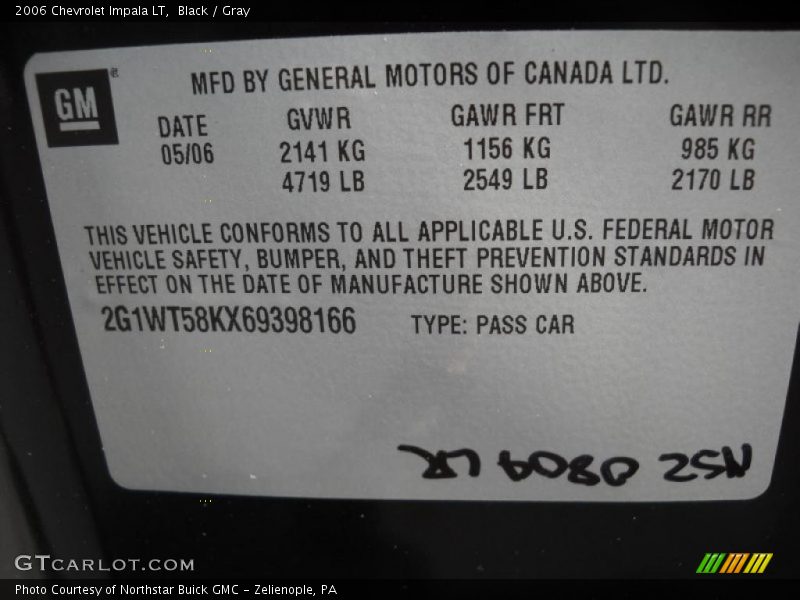 Black / Gray 2006 Chevrolet Impala LT