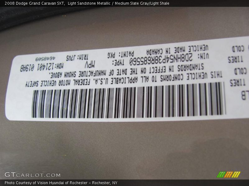 Light Sandstone Metallic / Medium Slate Gray/Light Shale 2008 Dodge Grand Caravan SXT
