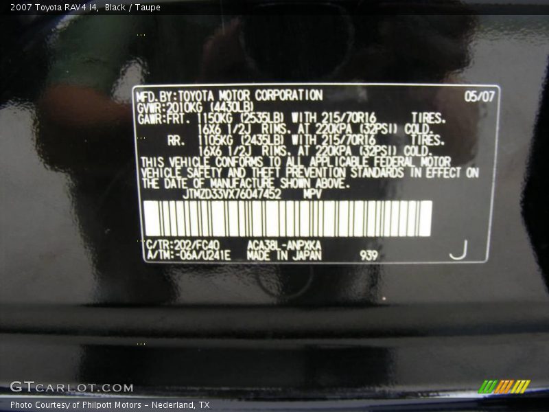 Black / Taupe 2007 Toyota RAV4 I4