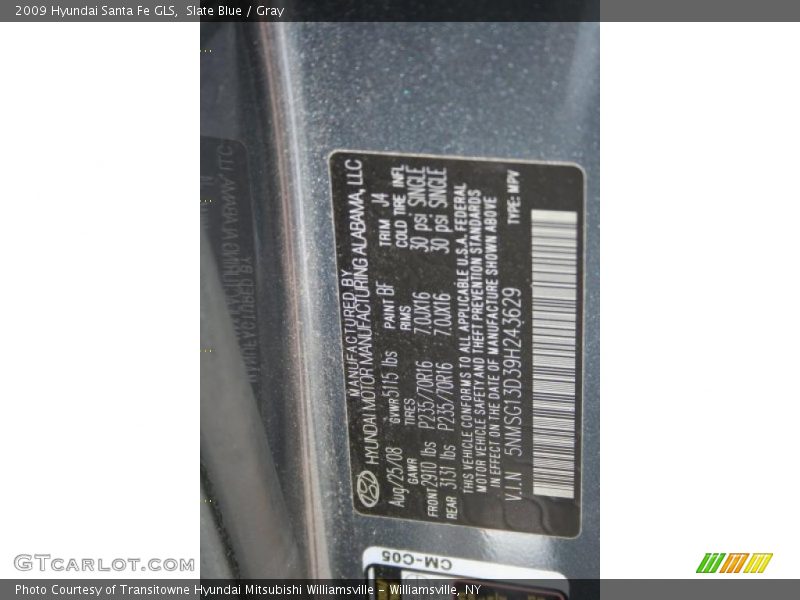 Slate Blue / Gray 2009 Hyundai Santa Fe GLS