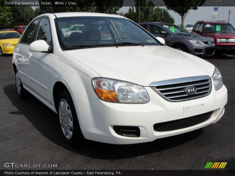 White / Gray 2008 Kia Spectra EX Sedan