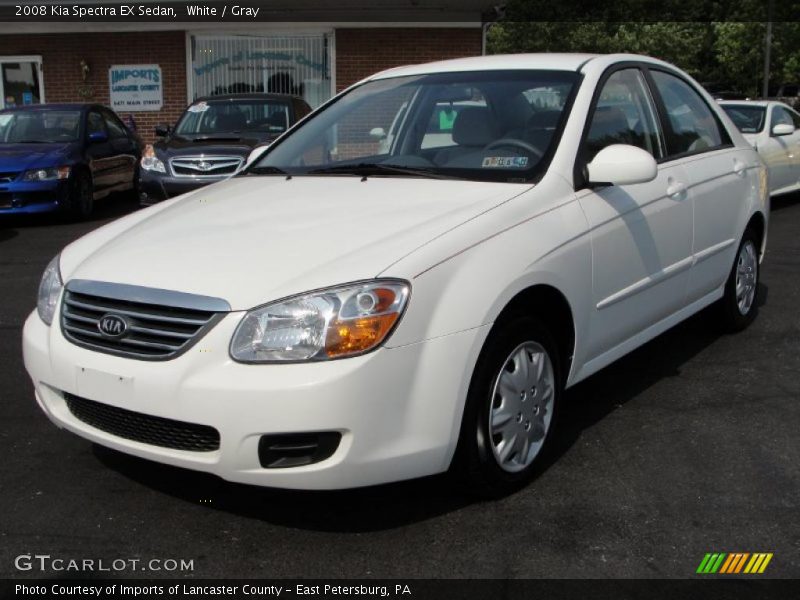 White / Gray 2008 Kia Spectra EX Sedan