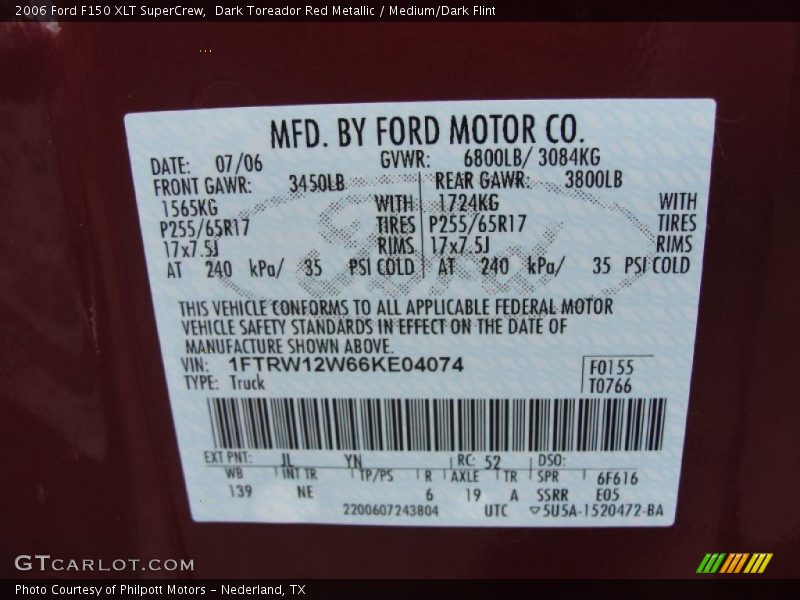 Dark Toreador Red Metallic / Medium/Dark Flint 2006 Ford F150 XLT SuperCrew