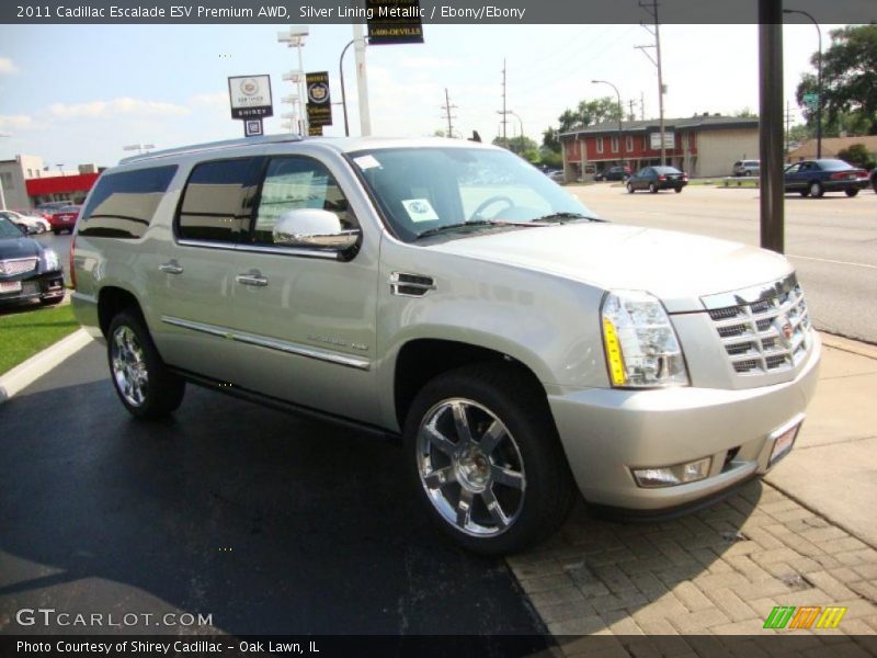 Silver Lining Metallic / Ebony/Ebony 2011 Cadillac Escalade ESV Premium AWD