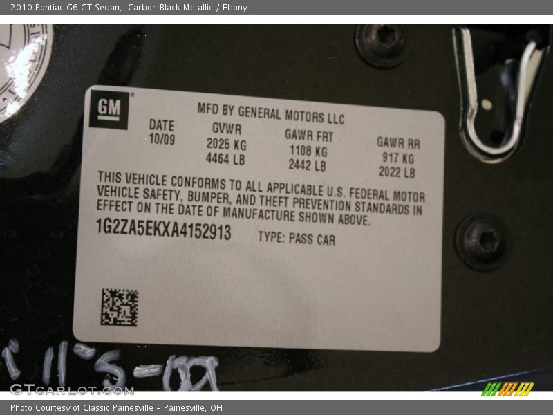 Carbon Black Metallic / Ebony 2010 Pontiac G6 GT Sedan