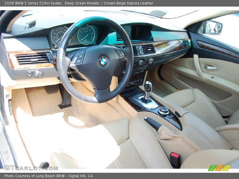 Deep Green Metallic / Cream Beige Dakota Leather 2008 BMW 5 Series 528xi Sedan