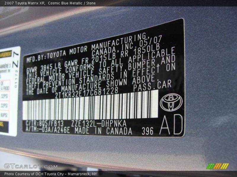 Cosmic Blue Metallic / Stone 2007 Toyota Matrix XR