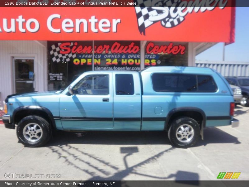 Aqua Pearl Metallic / Beige 1996 Dodge Dakota SLT Extended Cab 4x4