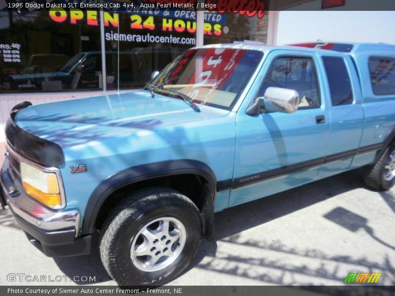 Aqua Pearl Metallic / Beige 1996 Dodge Dakota SLT Extended Cab 4x4