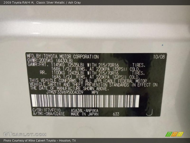 Classic Silver Metallic / Ash Gray 2009 Toyota RAV4 I4