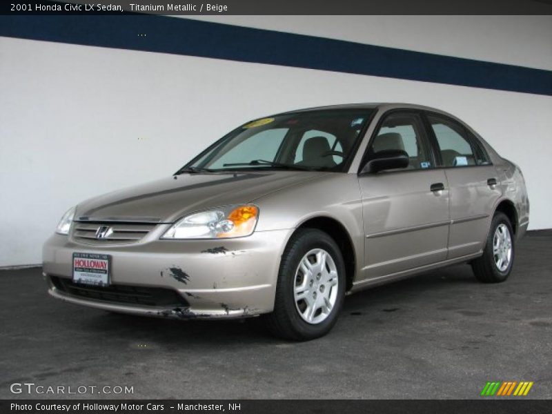 Titanium Metallic / Beige 2001 Honda Civic LX Sedan