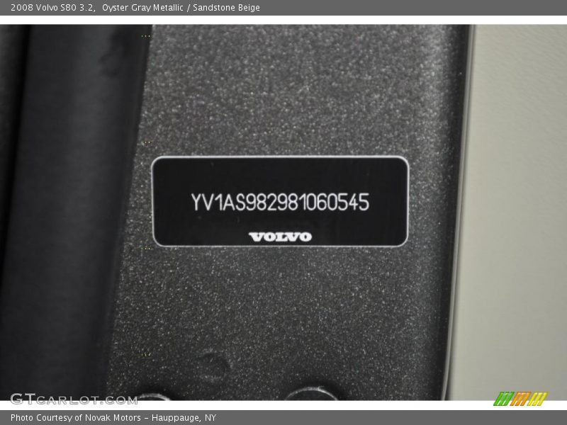 Oyster Gray Metallic / Sandstone Beige 2008 Volvo S80 3.2