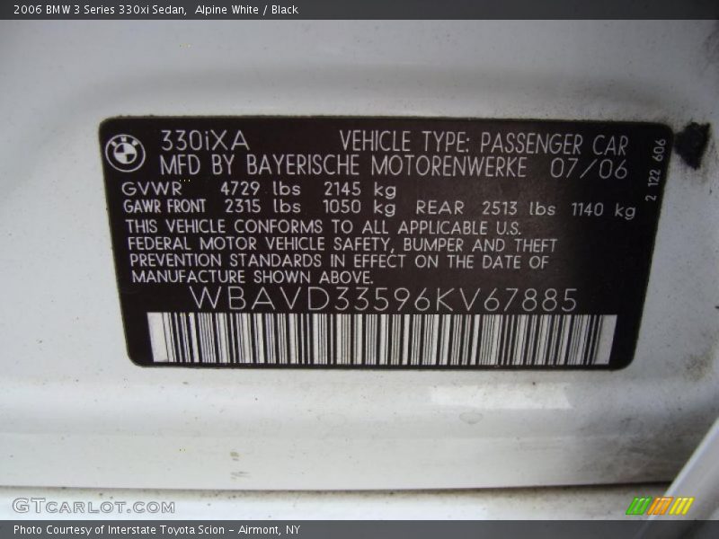 Alpine White / Black 2006 BMW 3 Series 330xi Sedan