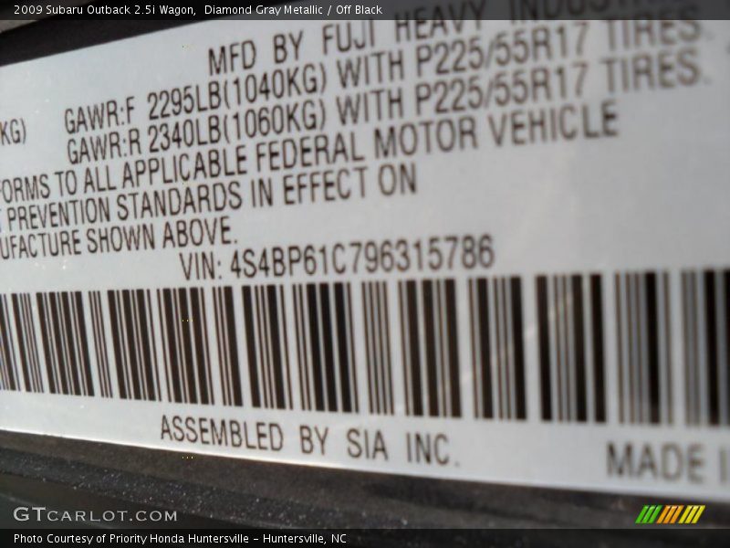 Diamond Gray Metallic / Off Black 2009 Subaru Outback 2.5i Wagon