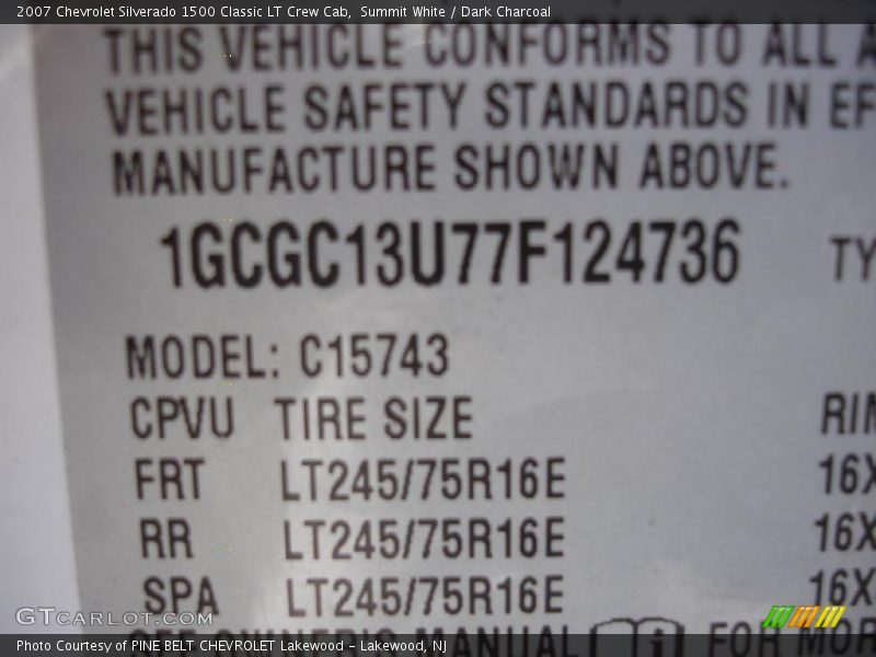 Summit White / Dark Charcoal 2007 Chevrolet Silverado 1500 Classic LT Crew Cab