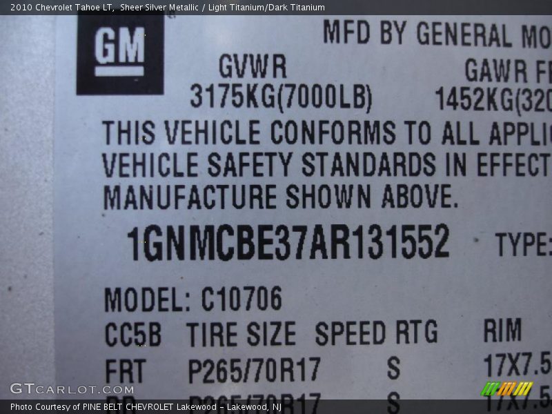 Sheer Silver Metallic / Light Titanium/Dark Titanium 2010 Chevrolet Tahoe LT