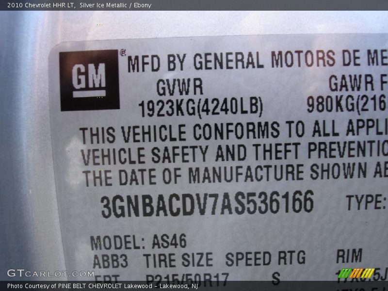 Silver Ice Metallic / Ebony 2010 Chevrolet HHR LT