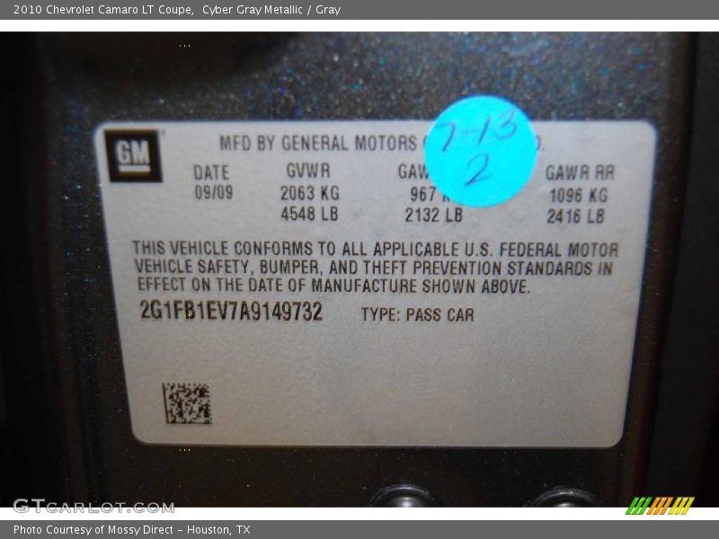 Cyber Gray Metallic / Gray 2010 Chevrolet Camaro LT Coupe