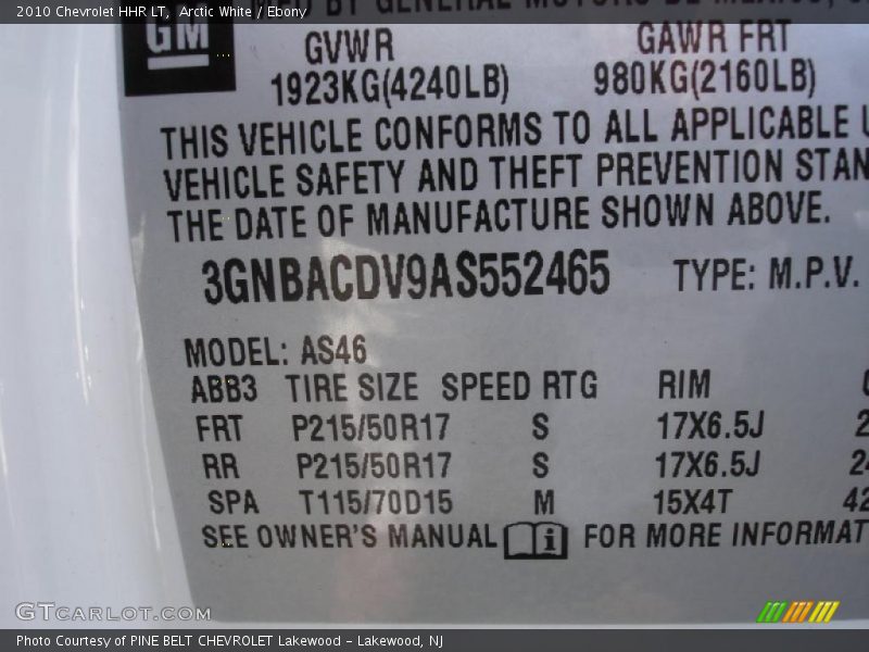 Arctic White / Ebony 2010 Chevrolet HHR LT