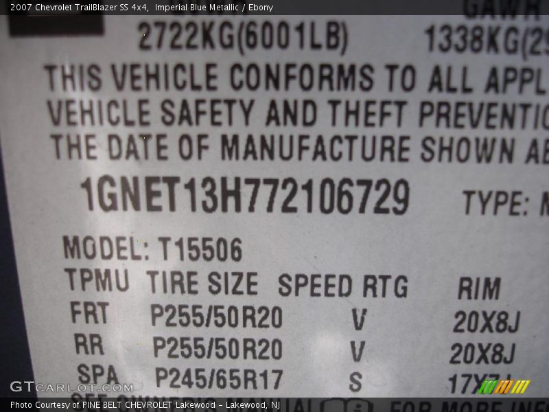 Imperial Blue Metallic / Ebony 2007 Chevrolet TrailBlazer SS 4x4
