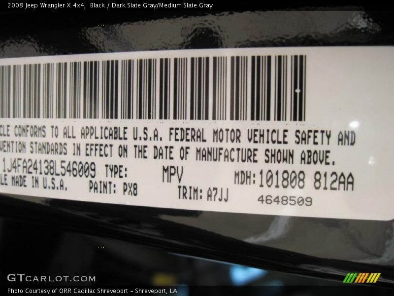 Black / Dark Slate Gray/Medium Slate Gray 2008 Jeep Wrangler X 4x4