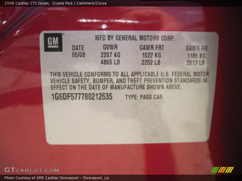 Crystal Red / Cashmere/Cocoa 2008 Cadillac CTS Sedan
