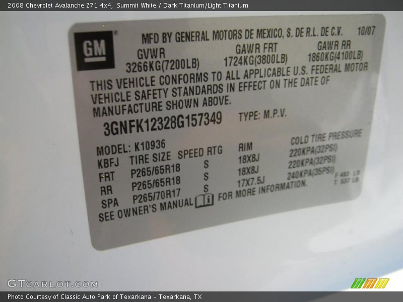 Summit White / Dark Titanium/Light Titanium 2008 Chevrolet Avalanche Z71 4x4