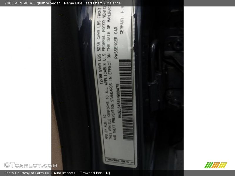Nemo Blue Pearl Effect / Melange 2001 Audi A6 4.2 quattro Sedan
