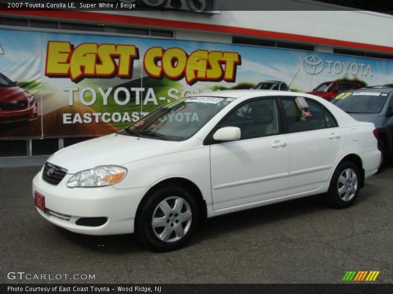 Super White / Beige 2007 Toyota Corolla LE
