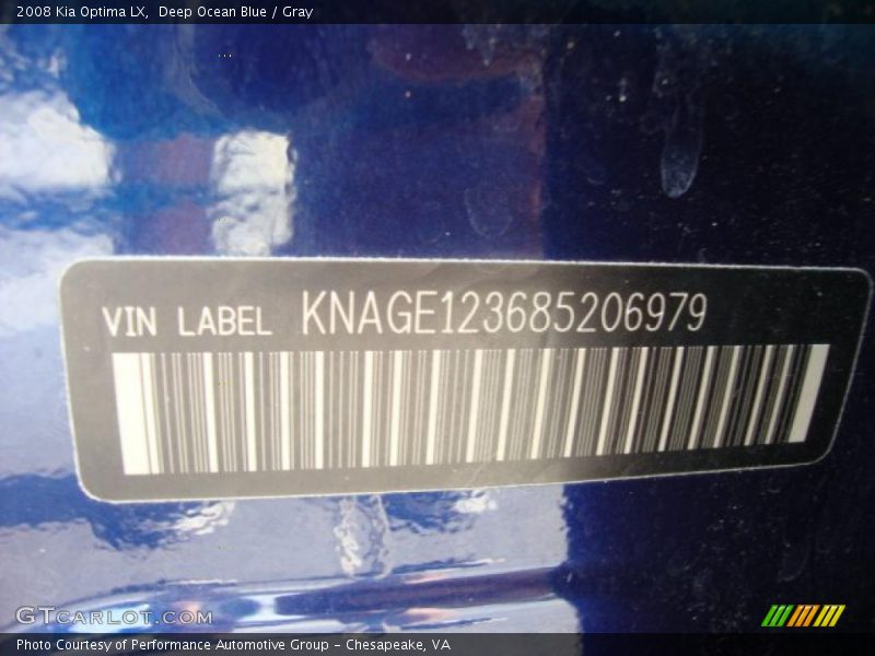 Deep Ocean Blue / Gray 2008 Kia Optima LX