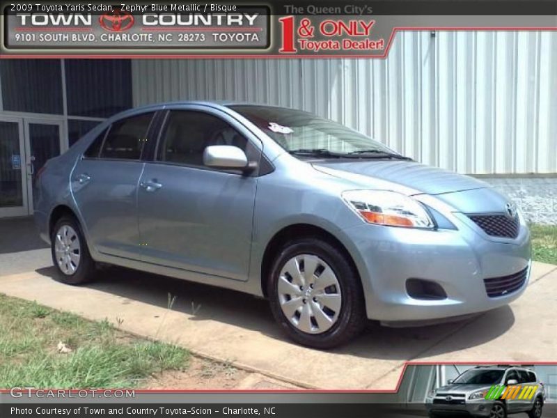 Zephyr Blue Metallic / Bisque 2009 Toyota Yaris Sedan