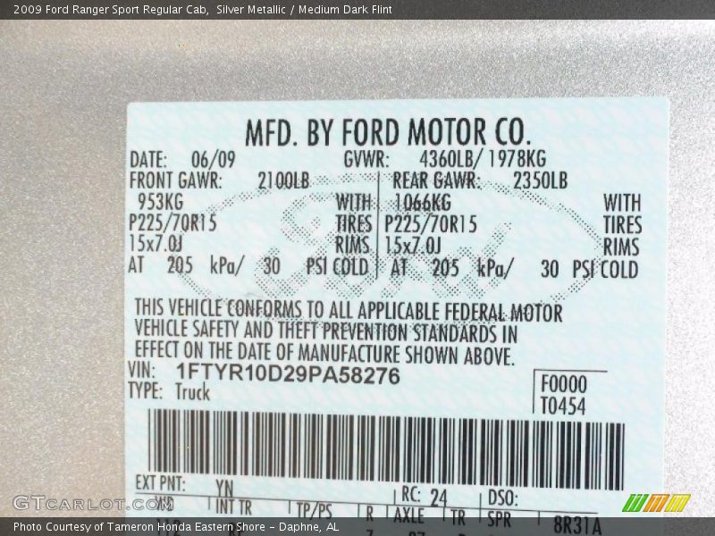 Silver Metallic / Medium Dark Flint 2009 Ford Ranger Sport Regular Cab