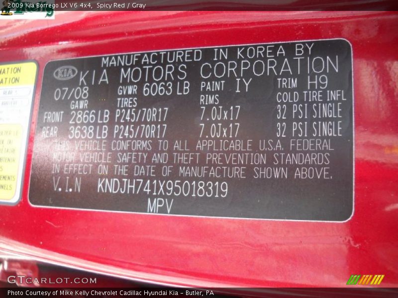 Spicy Red / Gray 2009 Kia Borrego LX V6 4x4