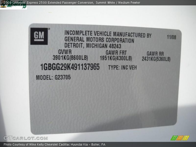 Summit White / Medium Pewter 2009 Chevrolet Express 2500 Extended Passenger Conversion