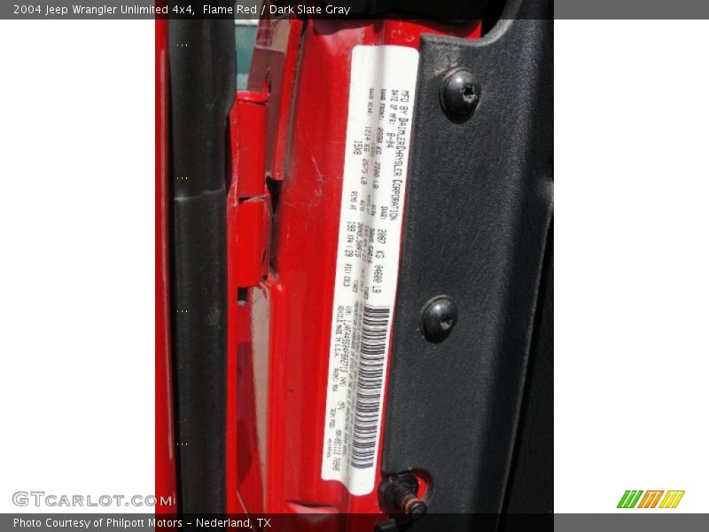 Flame Red / Dark Slate Gray 2004 Jeep Wrangler Unlimited 4x4