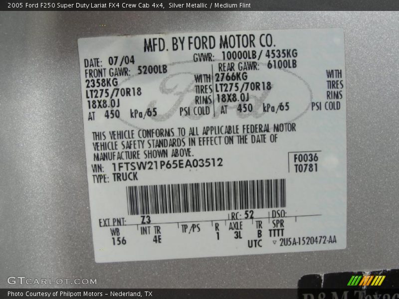Silver Metallic / Medium Flint 2005 Ford F250 Super Duty Lariat FX4 Crew Cab 4x4